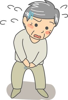 ちょい漏れで悩む男性 男性,トイレ,残尿,漏れ,尿漏れ,服,シミ,ショック,落ち込み,凹むのイラスト素材