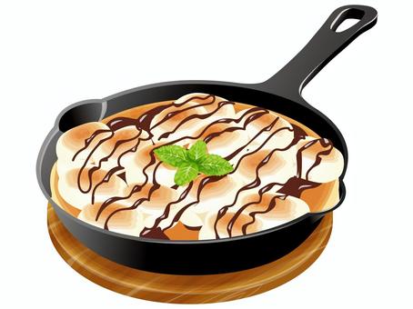 スモアパンケーキ スモアパンケーキ,スイーツ,スキレット,料理,食べ物,スモア,パンケーキ,マシュマロ,チョコレート,ミントのイラスト素材