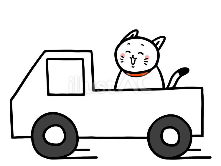 車の荷台に乗る猫 猫,車,乗り物のイラスト素材