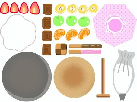 デザートクレープのおままごとセット クレープ,デザート,スイーツ,甘い,クリーム,フルーツ,お菓子,セット,ままごとのイラスト素材