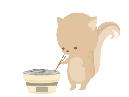 Illustration of a squirrel baking a saury No line, a squirrel, sanma, fish, JPG and PNG