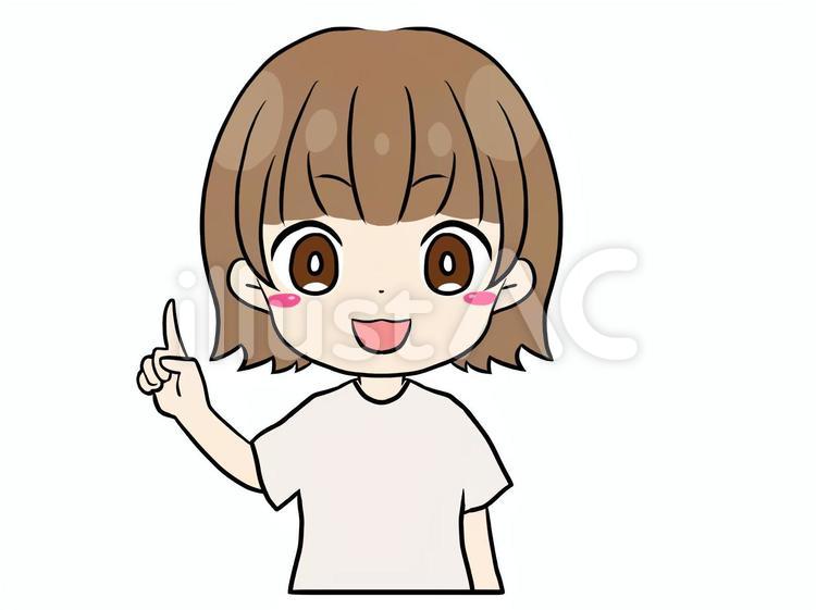 指をさす茶髪の女の子 指差し,女の子,茶髪のイラスト素材