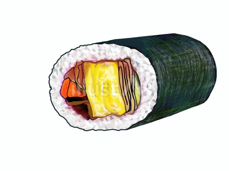 手づくり卵の巻き寿司 恵方巻,寿司,巻き寿司のイラスト素材