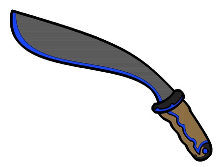 ククリの武具アイコン『青』 ククリ,ナイフ,武器,刃,モチーフ,カラー,近接,攻撃,斬る,裂くのイラスト素材