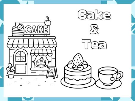 ケーキ屋さん　ぬりえ ぬりえ,可愛い,ケーキ屋さん,ケーキ,趣味のイラスト素材