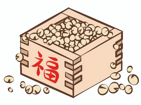 豆まき用枡の豆がこぼれている