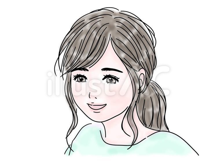 まとめ髪の女性　笑顔 まとめ髪,女性,笑顔のイラスト素材
