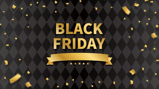ブラックフライデー SALE バナー背景 黒,ブラックフライデー,11月,16:9,セール,バナー,背景,金,紙吹雪,キャンペーンのイラスト素材