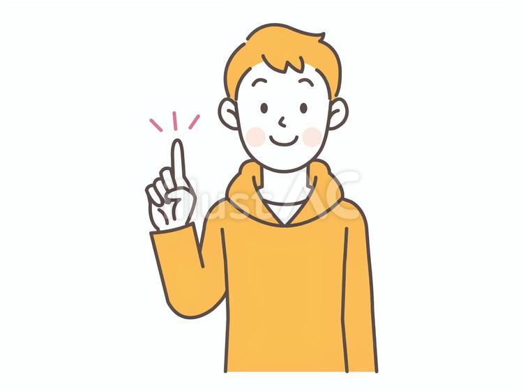 指差しするパーカーを着た男性 人物,男性,パーカーのイラスト素材