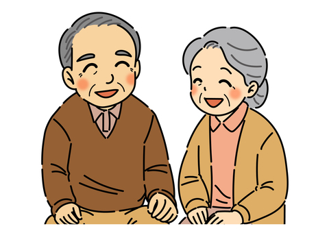 老夫婦 敬老の日,祝敬老の日,祖父,祖母,おじいちゃん,おばあちゃん,家族,祖父母,高齢者,シニアのイラスト素材