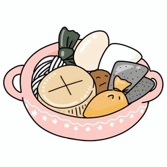 おでん おでん,大根,しらたき,鍋,こんにゃく,あったかい,おつまみ,メニュー,飲み会,居酒屋のイラスト素材