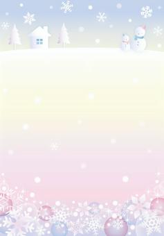 ロマンチックな雪とお家のフレーム(縦) ロマンチックな雪とお家のフレーム(縦) 冬,雪の結晶,ピンク,雪,雪だるま,キラキラ,クリスマス,フレーム,かわいい,壁紙のイラスト素材