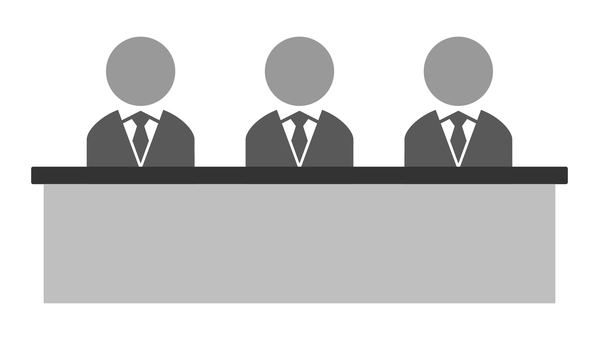 座る三人 座る,人物,テーブル,三人,会議,ミーティング,会見,ネクタイ,スーツ,ビジネスのイラスト素材