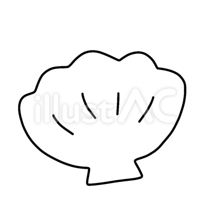 シンプルな貝がら(白黒)