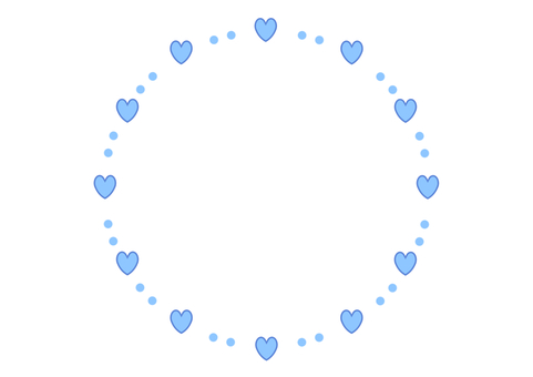 ハートとドットの丸フレーム（水色） フレーム,枠,飾り枠,ハート,ホワイトデー,誕生日,かわいい,恋愛,告白,感謝のイラスト素材