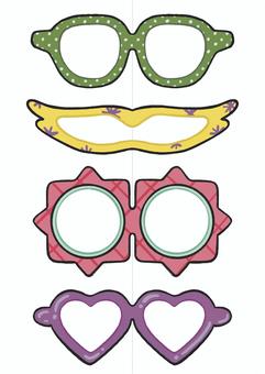 かけて楽しいメガネイラストセット メガネ,視力,眼科,子ども向け,仮装,パーティー,変装,ゲーム,遊び,楽しいのイラスト素材
