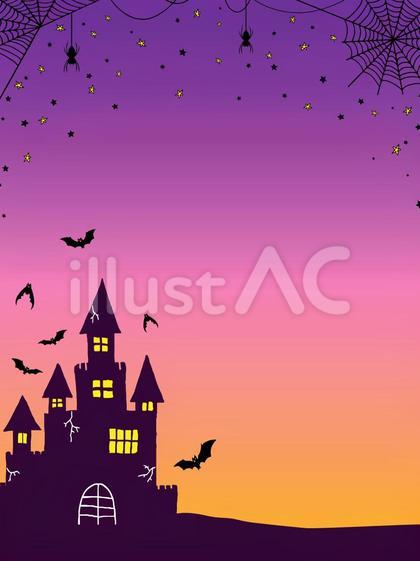 ハロウィンのフレーム⑨縦_城_三色グラデ