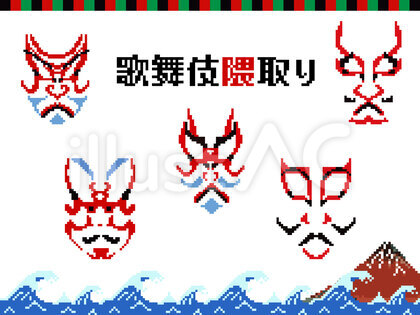 歌舞伎隈取り ピクセルアート