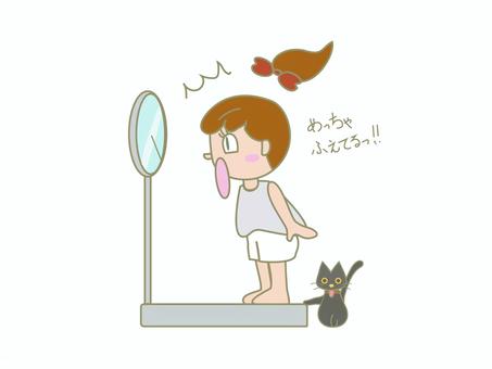 体重測定 体重測定,女の子,猫,秤,かわいい,シンプル,装飾,フリー素材,無料のイラスト素材