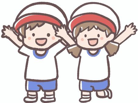 運動会・体育祭の体操着の子供(男、女) 子供,運動会,体操着,男の子,女の子,少年,少女,児童,学校,小学生のイラスト素材