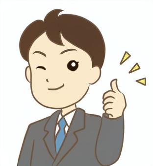 ナイスの手ぶりをする男性　グッド　いいね ナイス,男性,人物,グッド,スーツ,喜ぶ,了解,笑顔,嬉しい,グッドラックのイラスト素材