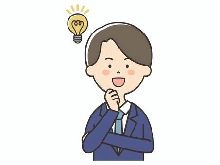 アイデアを思いつくスーツの男性 アイデアを思いつくスーツの男性 男性,ひらめく,ひらめき,アイデア,思いつく,スーツ,解決,理解,納得,わかるのイラスト素材