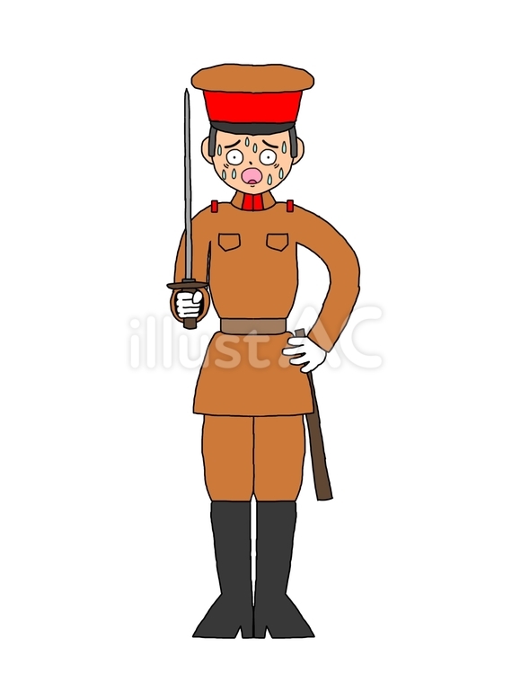 驚いた旧日本軍将校 将校,将兵,隊長のイラスト素材