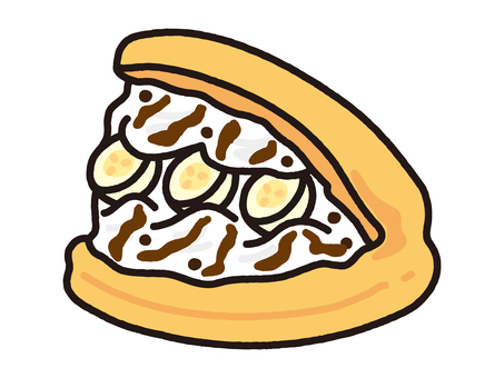 韓国発祥スイーツ_トゥンワッフル トゥンワッフル,ワッフル,韓国,韓国スイーツ,生クリーム,チョコ,チョコソース,バナナ,果物,フルーツのイラスト素材