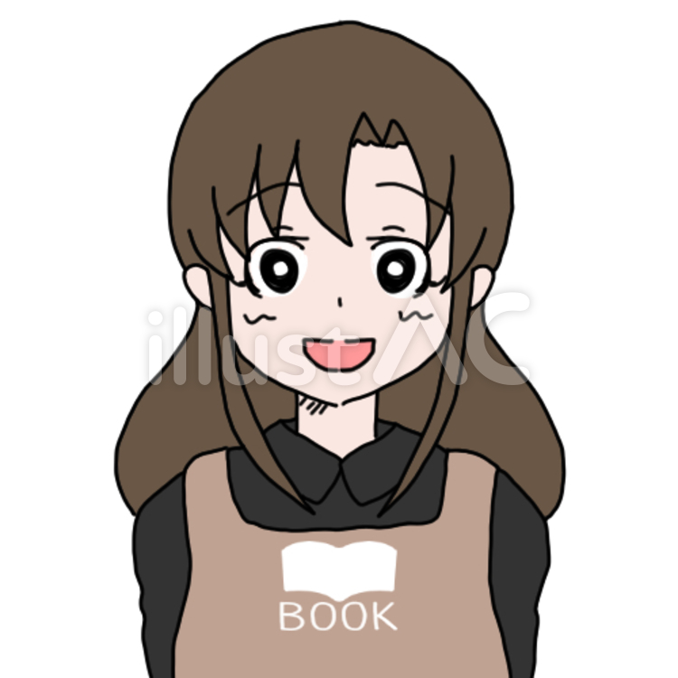 本屋の女性（笑顔） 制服,白,本屋のイラスト素材