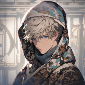 秋の装いの青年