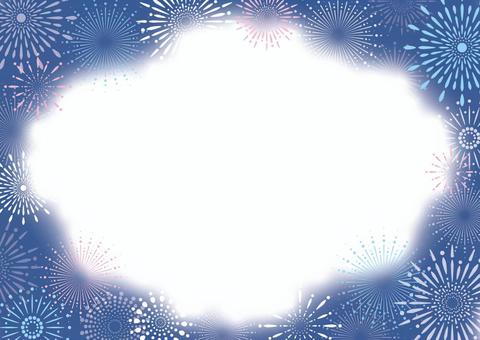 花火　フレーム10A 花火,夏,夜,背景,フレーム,綺麗,風流,カラフル,ポップのイラスト素材