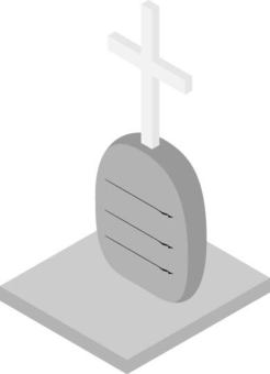 お墓　アイソメトリック お墓,墓石,墓場,墓地,墓標,ハロウィン,十字架,シンプルイラスト,アイソメトリックのイラスト素材