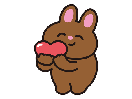 ハートを両手で差し出す茶うさぎ うさぎ,動物,ポーズ,ハート,キュン,愛,恋,好き,大好き,告白のイラスト素材