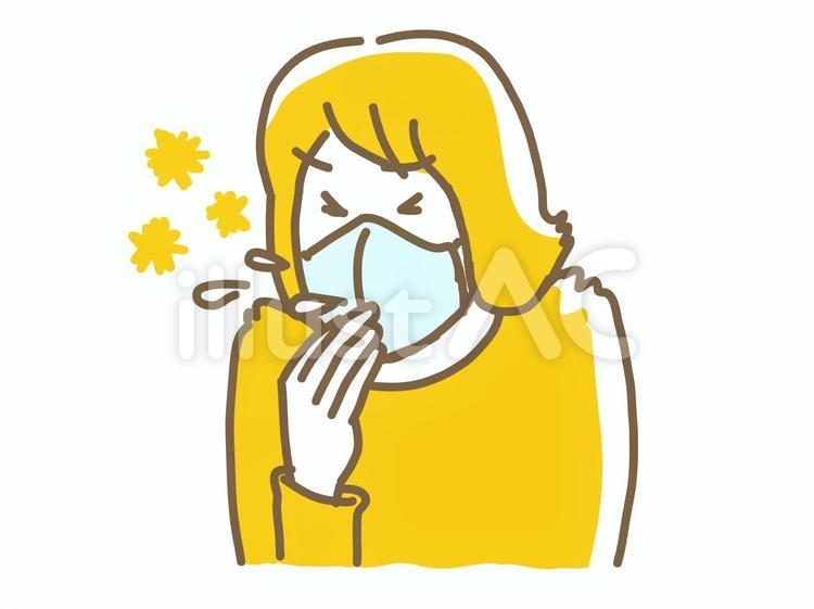 くしゃみをする花粉症の女性 花粉症,くしゃみ,女性のイラスト素材