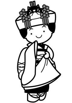 白無垢-1c 白無垢,花嫁衣装,和装,角かくし,着物,花嫁,お嫁さん,笑顔,かんざし,かわいいのイラスト素材