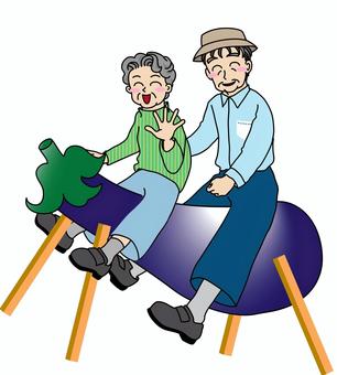楽しいお盆の帰り道 お盆,先祖,楽しい,かわいい,おじいちゃん,おばあちゃん,なすび,帰り道のイラスト素材