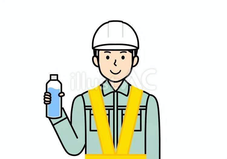 水分補給・熱中症予防・対策をする作業員 水分補給,ペットボトル,飲み物のイラスト素材