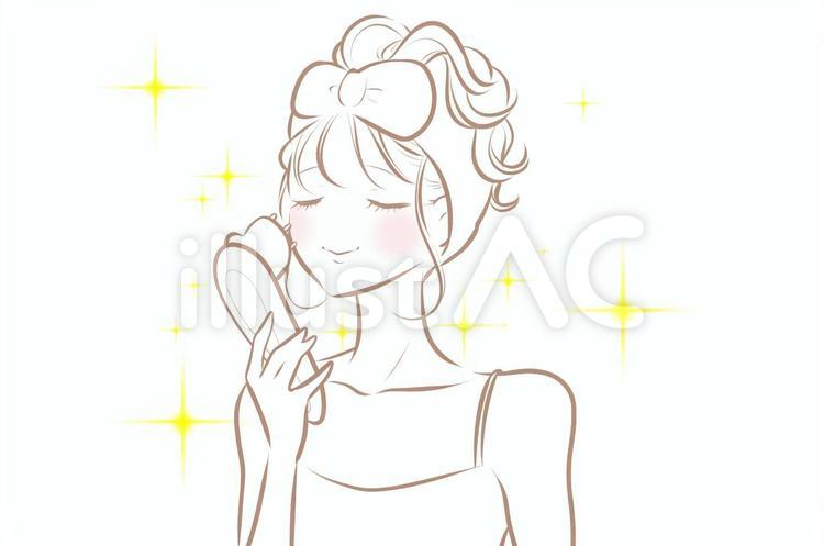 美顔器を使う女性 美顔器,フェイスケア,女性のイラスト素材