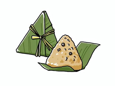 ちまき（東日本）のイラスト ちまき,中華おこわ,三角,炊き込みご飯,おにぎり,結ぶ,葉,皮,包む,ごはんのイラスト素材