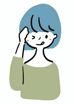 ウインクする女性