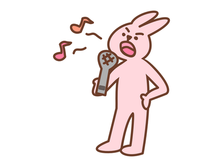気持ちよく歌うウサギ 歌う,カラオケ,マイク,楽しい,のど自慢,ヒトカラ,爆音,音,歌,練習のイラスト素材