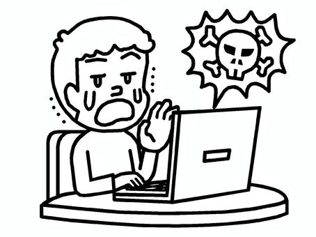 ウイルス感染 ウイルス感染,マルウェア,パソコン,インターネット,人物,男性,被害,イラストのイラスト素材