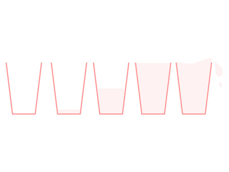 段階的に液体が満たされるグラス・コップ グラス,コップ,液体,水,水分補給,計量,段階,変化,満たす,注ぐのイラスト素材
