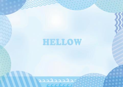 Polka dot and wave background frame_transparent blue, , JPG, PNG and AI