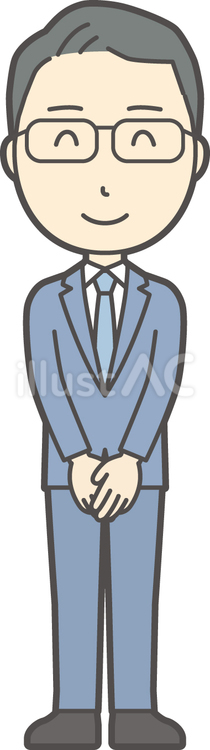  眼鏡スーツ男性-199-全身 正面,男性,人のイラスト素材