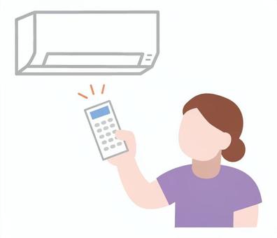 A woman turning on the air conditioner, JPG, PNG and AI A woman turning on the air conditioner, air conditioner, cooler, air conditioning, JPG, PNG and AI