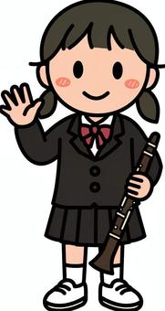 クラリネットの黒の女の子です。 クラリネット,笛,女の子,音楽,シンプル,クラシック,楽器,演奏,ミュージシャン,ライブのイラスト素材