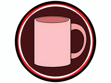マグカップのアイコン『赤』 マグカップ,陶器,飲み物,飲む,道具,モチーフ,カラー,日用品,生活,挿絵のイラスト素材