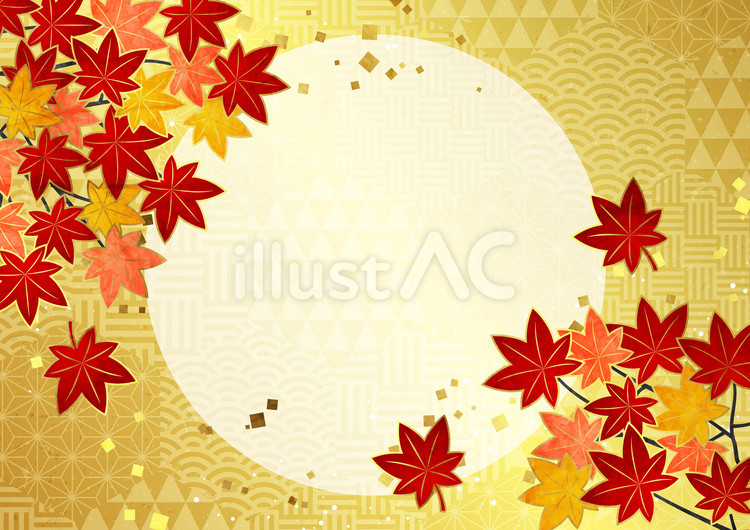 Autumn2563 紅葉,青海波,文様のイラスト素材