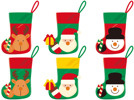 プレゼント用靴下のセット クリスマス,靴下,大きい,可愛い,楽しい,カラフル,子ども,プレゼント,ギフト,キャンディのイラスト素材